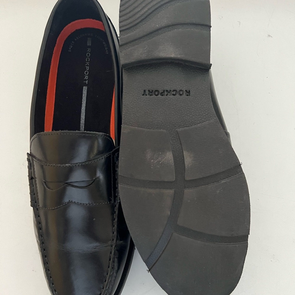 Black leather loafers size 14
